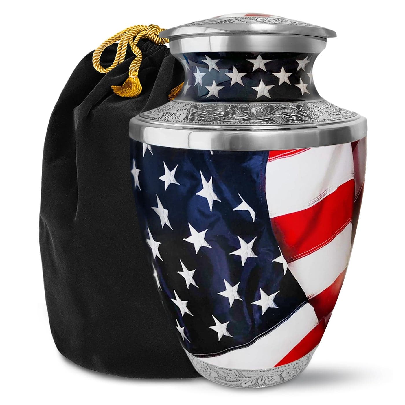 Everlight Memorials American Flag Urn for Ashes Adult Male Large Patriotic Cremation Urn for Human Ashes Adult Man Women Memorial Funeral Urn for Home Display or Burial