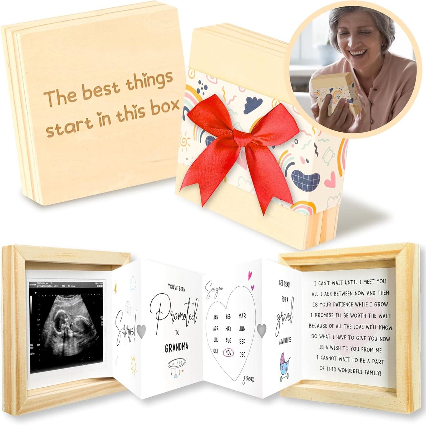 Pregnancy Announcement for Grandma Surprise Grandma Baby Announcement Box Ultrasound Picture Frame Pregnancy Reveal New Baby Announcements Ideas
