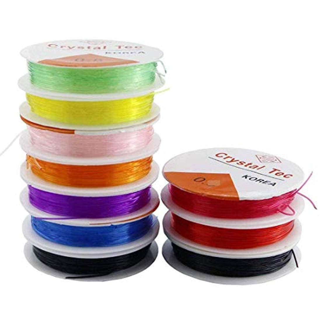 DIY Crafts Design No # 12, Pack of 10 Rolls, Colorful Jewelry Making Multi Purpose Elastic Stretch String Cord (Design No # 12, Pack of 10 Rolls)