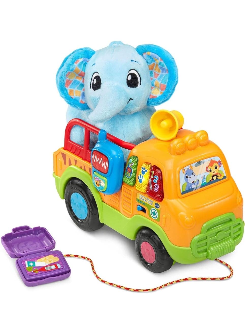 VTech Learn and Rescue Elephant Truck, Pull Toy with Plush Elephant