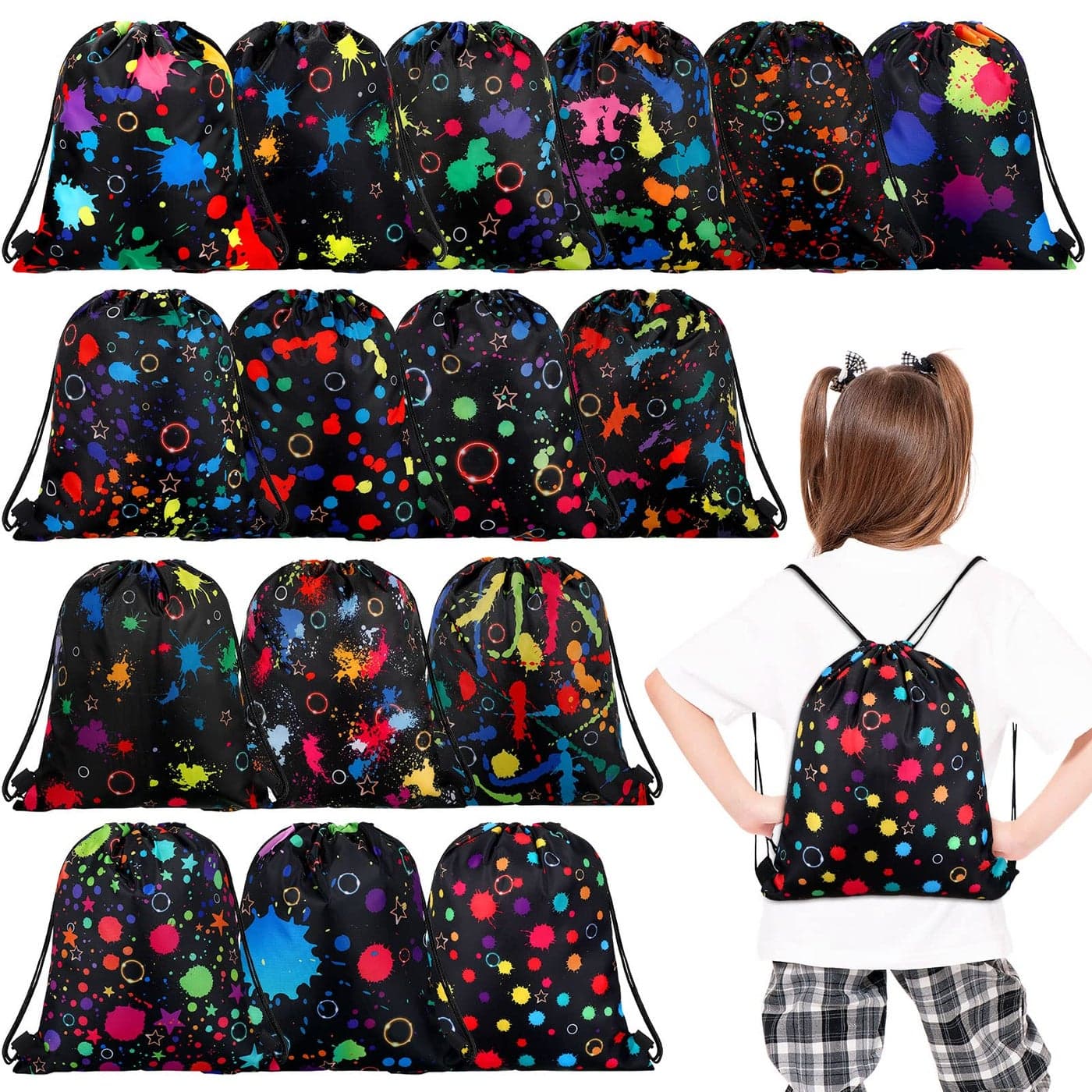 Funtery 32 Pcs Glow Party Drawstring Bags Glow Party Favors Neon Birthday Treat Bags for Teens Social Media Theme Gifts School Travel Supplies 1181 x 984 Inch
