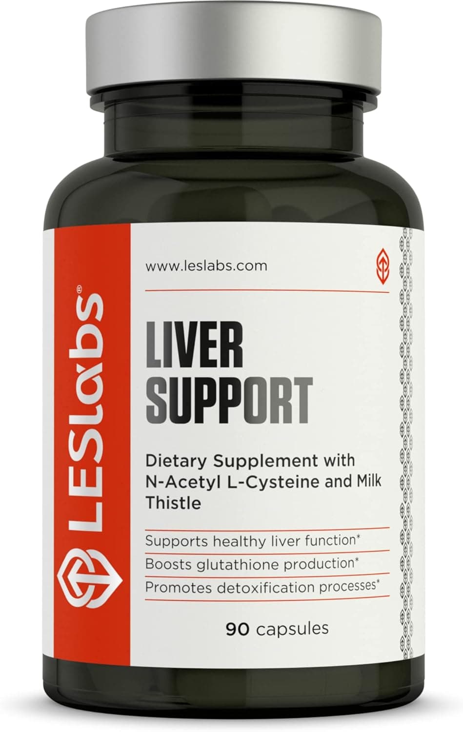 LES Labs Liver Support Promotes Healthy Liver Function Glutathione Production Detoxification Milk Thistle NAC ALA Dandelion Extracts NonGMO Supplement 90 Capsules