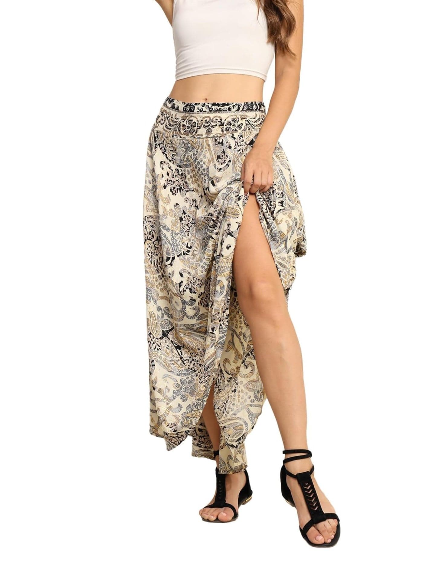 KE Kanha Exports Skirt for Woman | Women Skirts Skirt Perfect for Beach | Summer top | Boho | Short & Long Skirt | Stylish Lehenga Type (Almond 735)