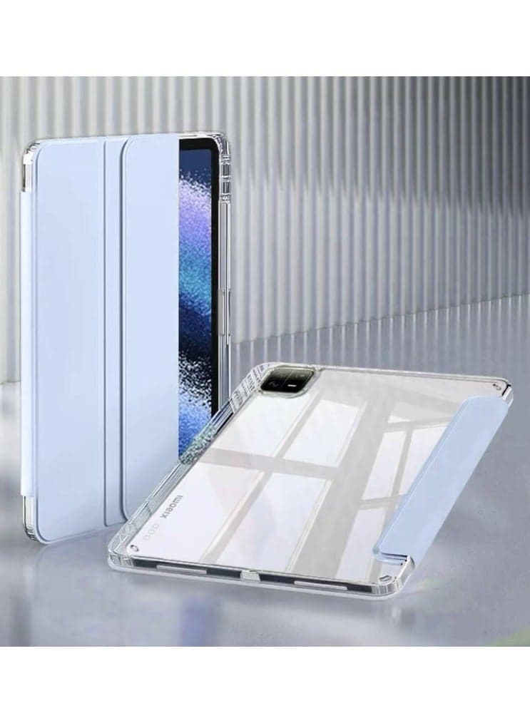 Case for Redmi Pad 2 (2025) with Pen Holder and Soft TPU Bumper, Case Transparent Back Cover End Tablet Shockproof Stand