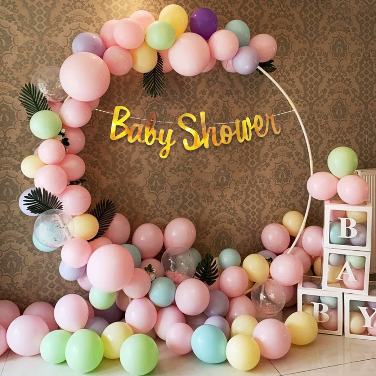 Party Propz Baby Shower Decoration Items 47 Pcs Combo Mom TO Be Decoration Items Set Baby shower Balloons Decoration Items For Baby Shower Baby Shower Banner Cardstock Pastel Multicolour