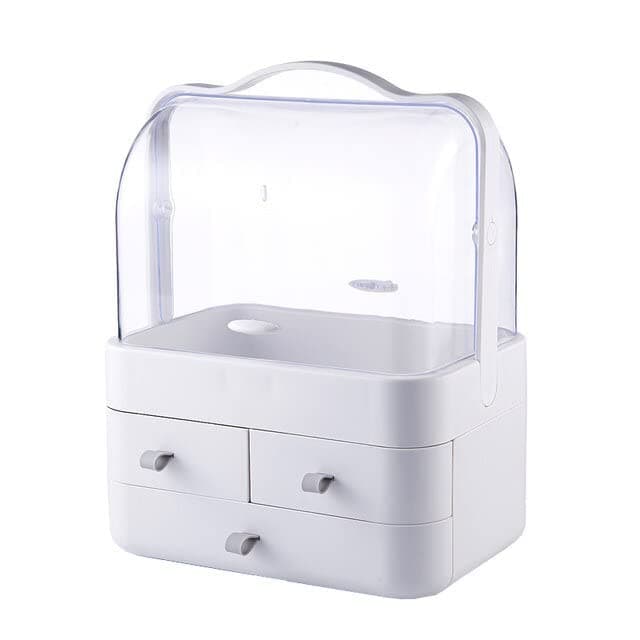 Kriva Acrylic Makeup Cosmetic Storage Box DustProof Desktop makeup Organizer with 3 drawer For BathroomBedroomDressing TableLipstick Skincare Holder Great for Countertop1pcs