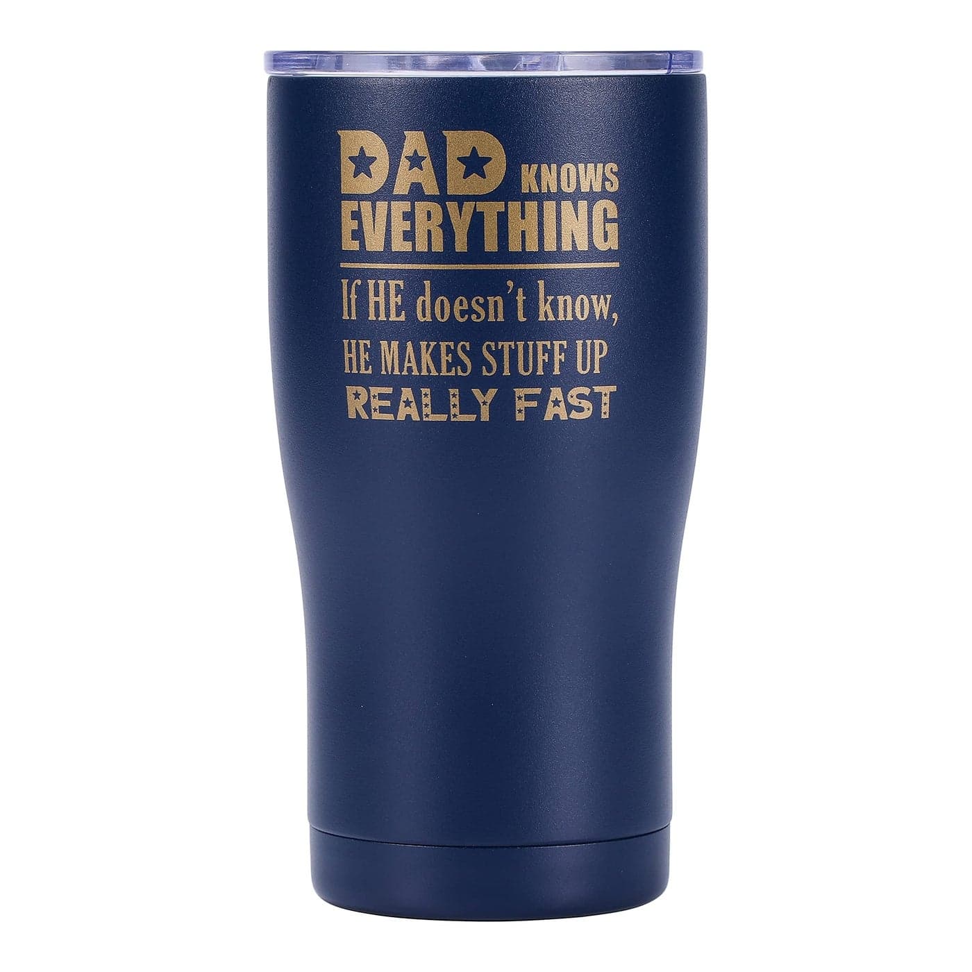 Dad Tumbler 20oz Insulated Stainless Steel wLid Stainless Steel Straw and Cleaning Brush Dad Knows Everything Gifts for Men Dad Gifts Dad Birthday GiftFathers Day Navy Blue