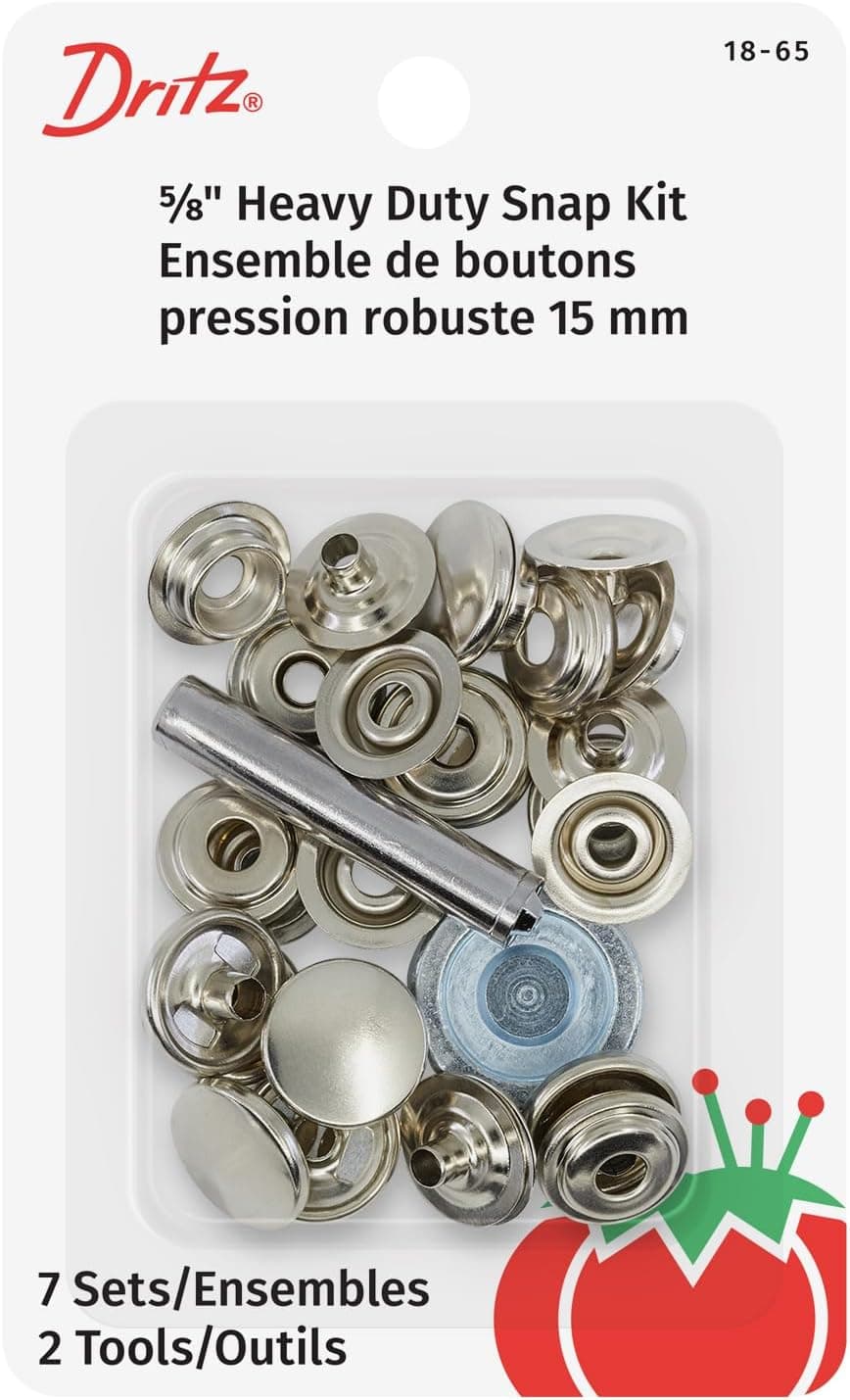Dritz 1865 Heavy Duty Snap Fastener Kit Size 24 58Inch NickelPlated Brass 7 Sets