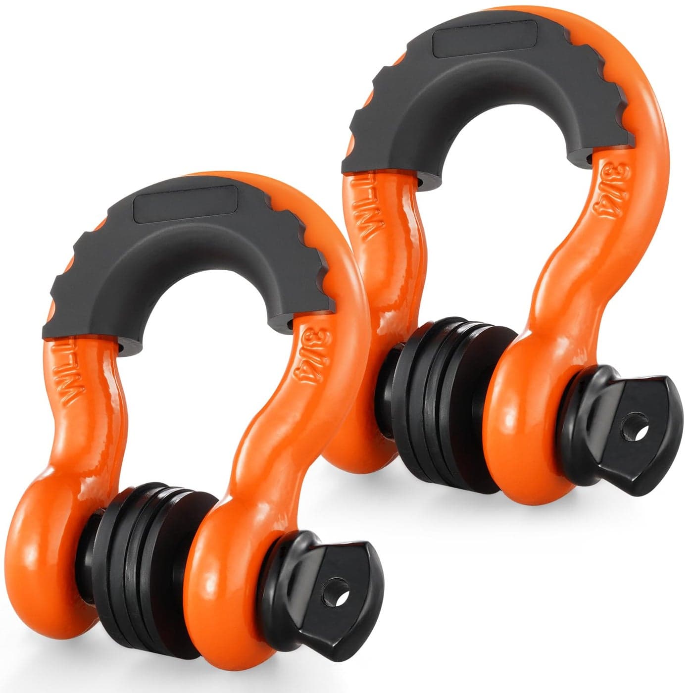 VEVOR 34 D Ring Shackle Orange Shackles for Truck with 78 Screw Pin 62832 lbs285 Ton Break Strength Black Isolator Washers Kit Winch Towing Shackle for Truck Jeep Heavy Duty Off Road Recovery