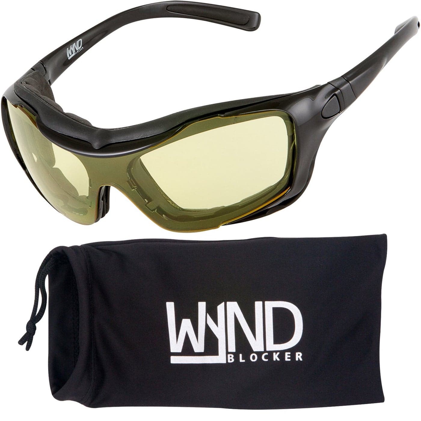 WYND Blocker Large Motorcycle Riding Glasses Extreme Sports Wrap Sunglasses Black Yellow Night Driving