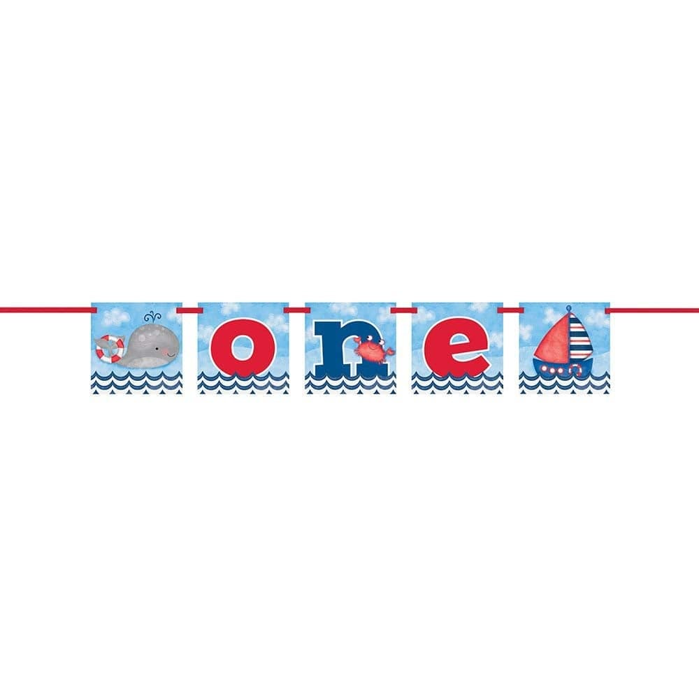 Unique 58178 Little Sailor Nautical First Birthday Block Party Banner 1ct