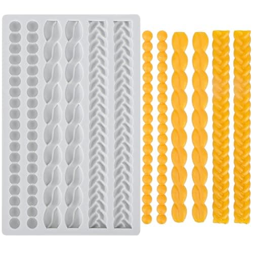 Beasea Silicone Rope Mold 1 Sheet Fondant Silicone Pie Crust Lace Chain Border Mold for Cake Decorating Sugarcraft Mould Pastry Pies Chocolate Toppers