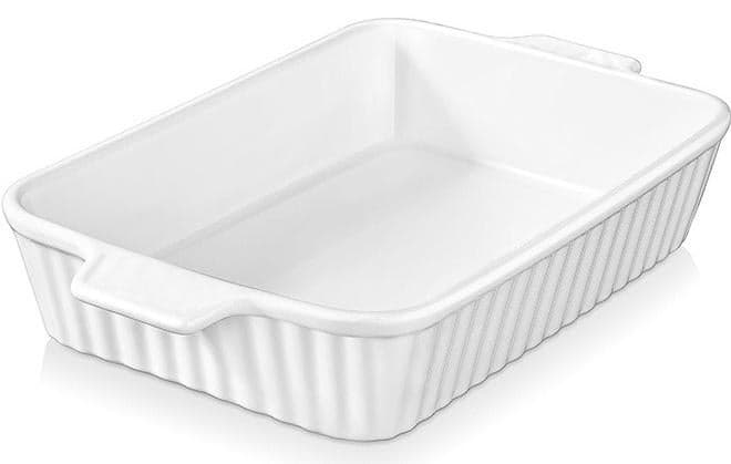 Casserole Dish, 39 * 22 CM Ceramic Baking Dish, Large Lasagna Pan Deep, Casserole Dishes for Oven, 135 oz Deep Baking Pan with Handles, Oven Safe and Durable Bakeware for Lasagna, Roasts, White