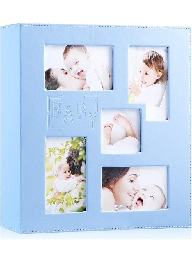 Ywlake Baby Photo Album 4x6 500 Pocket Pictures, Leather Cover Newborn Shower Boy Bebe Album Holds 500 Horizontal Vertical Photos Blue