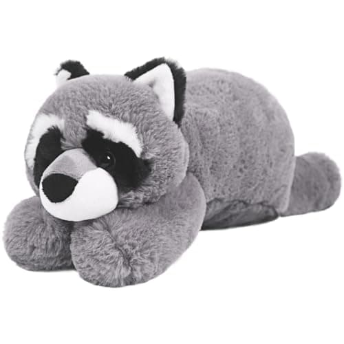 ARELUX Soft 18in Raccoon Stuffed Animals Raccoon Plush Cute Cuddly Body Pillow Hug Sleeping Fluffy Wild Animal Toys Bed Decor Plushie Doll Friends Family Member