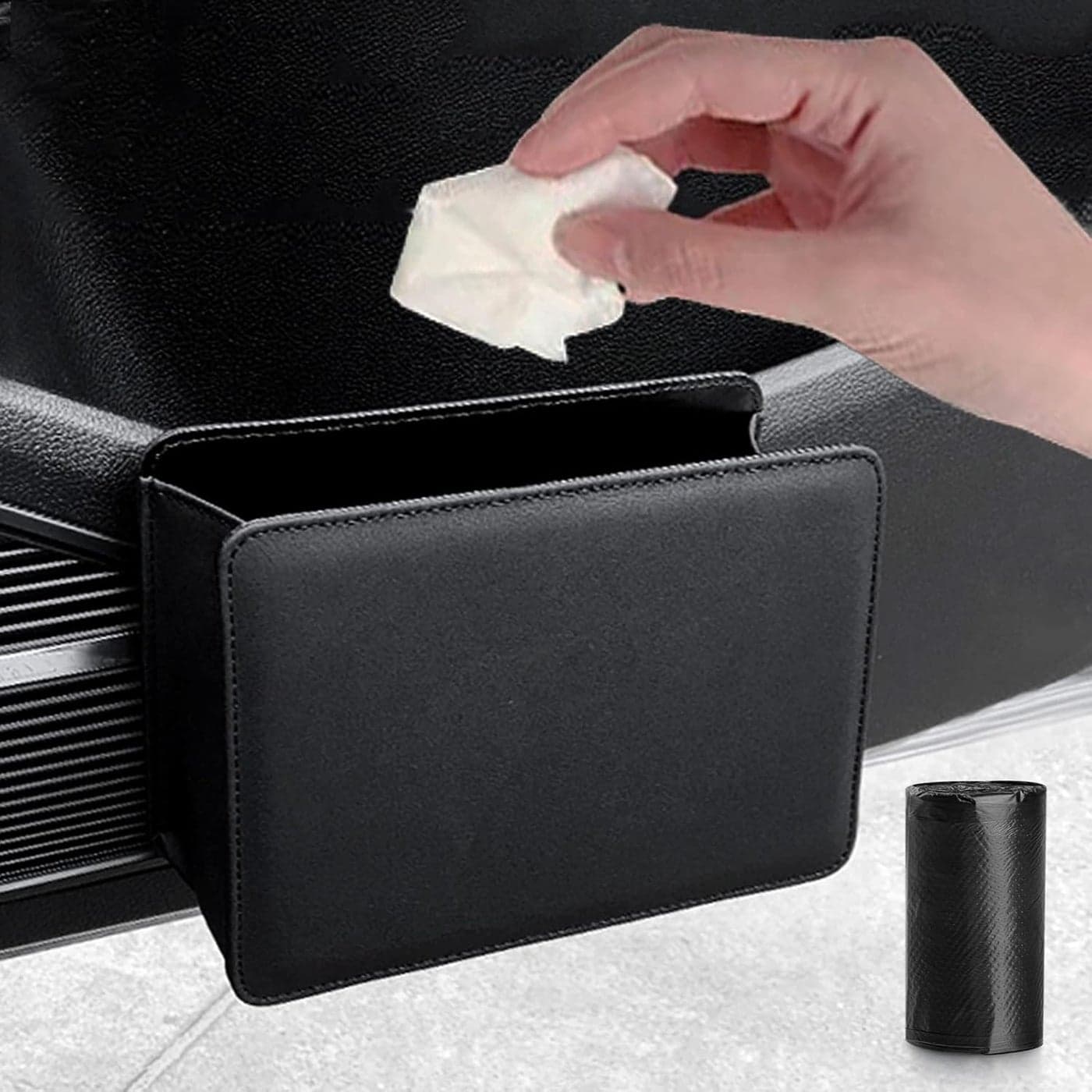Accmor Leather Car Trash Can with 30 Trash Bags