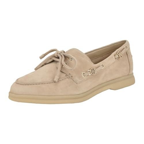 Guess Women's YOMAYA Boat Shoe, Light Natural Suede 111, 6.5