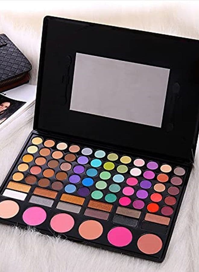 Eye Shadow 78 Color Palette Colors Eye Make up Kit Highly Pigmented Professional Cosmetic with Blush, Highlighter, Face Contour Powder Style 1