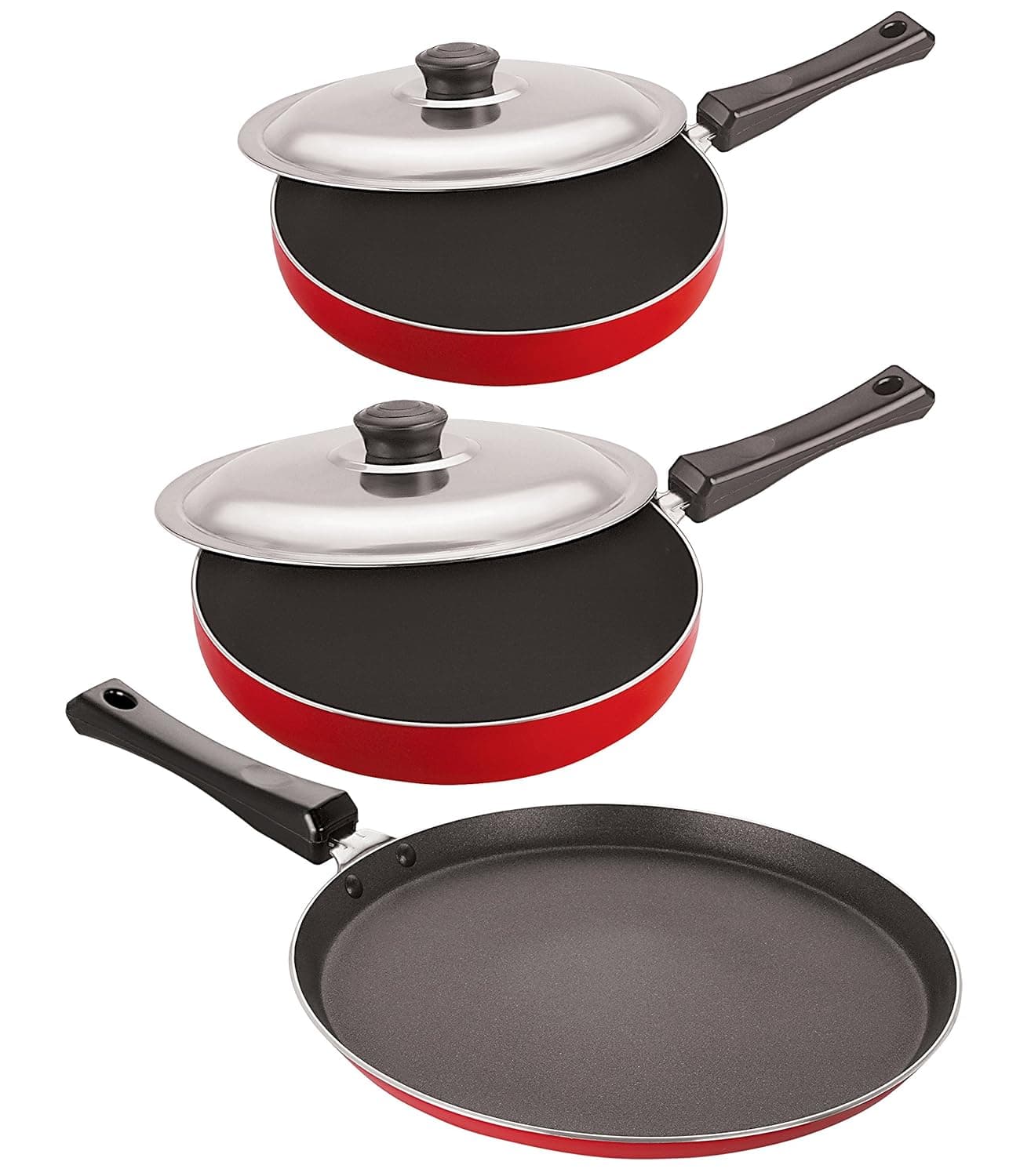 Nirlon Chemical Free 3 Piece NonStick Coated Aluminium Cookware Essential Combo Gift Set Offer 26mm_FT12_FP12_FP13