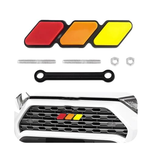 Yourkar Front Grille Badge Classic Retro TriColor Stripe Automotive Mesh Grille Label Emblem Decorative Decal Badge Compatible with Tacoma 4Runner Decoration Car Accessories D