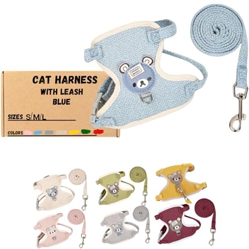 House Of Pets Cat Harness and Leash Set - Escape Proof and Adjustable - Lightweight and Soft Walking Harness for Cats - Perfect for Small Cats with Weight from 1.5 KG to 3 KG (Small, Blue)