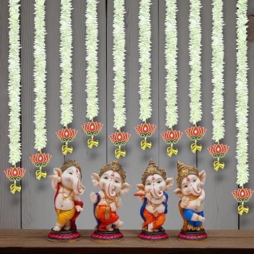 Rajasthan Kraft Artificial Gajra Hanging with Lotus Design Pack of 4 | 41 Inch Long, Traditional Festival & Wedding Home Dcor for Diwali, Makar Sankranti, Pooja & Griha Pravesh(GJ-28-4)