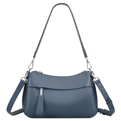 Over Earth Genuine Leather Handbags for Women Crossbody Bag Ladies Shoulder Hobo Purse Small(O111-2E Indigo Blue)