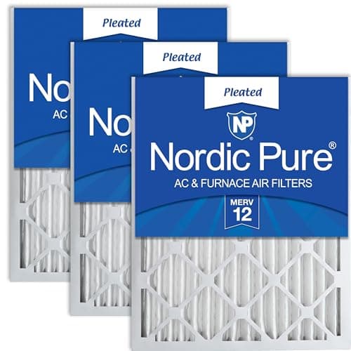 Nordic Pure 14x25x2 (13 1/2 x 24 1/2 x 1 3/4) Pleated MERV 12 Air Filters 3 Pack