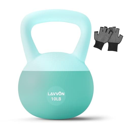 Soft Kettlebell - Cushioned Impact-Resistant Base and Anti-Slip, Kettle bell Anti-Slip Grip Weight for Home Workouts, Safe Strength Training Kettlebells Sets for Women & Men, With Non-slip Gloves (Green, 10 LB)