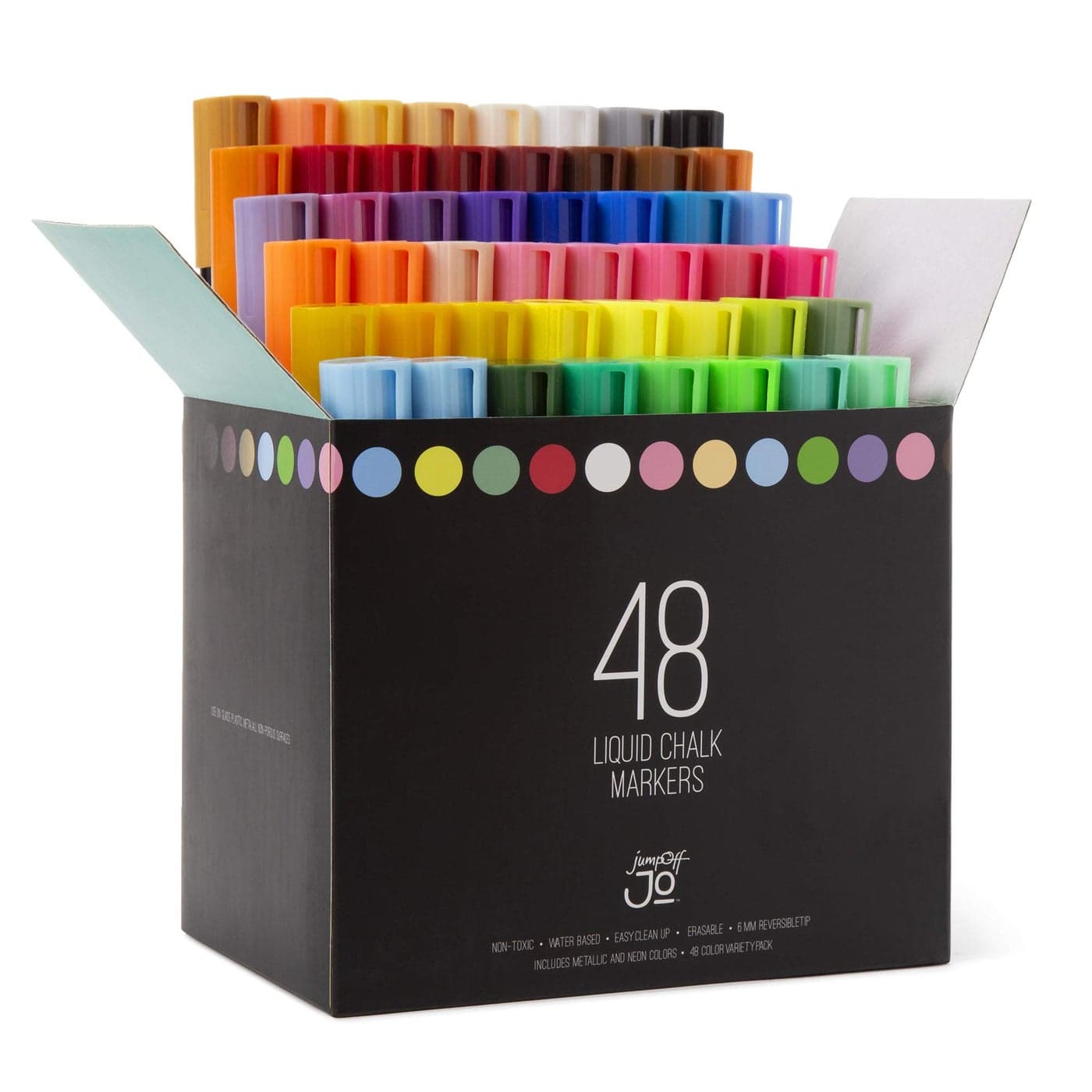JumpOff Jo Liquid Chalk Markers Reversible Chisel and Round Tip Multi Color 48