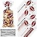 Blulu 100 Pieces Football Treat Bags Football Goodie Bag Plastic Candy Snack Bag with Ties Mum Accessories for Birthday Sport Events Party Gift Wrapping Sports Theme