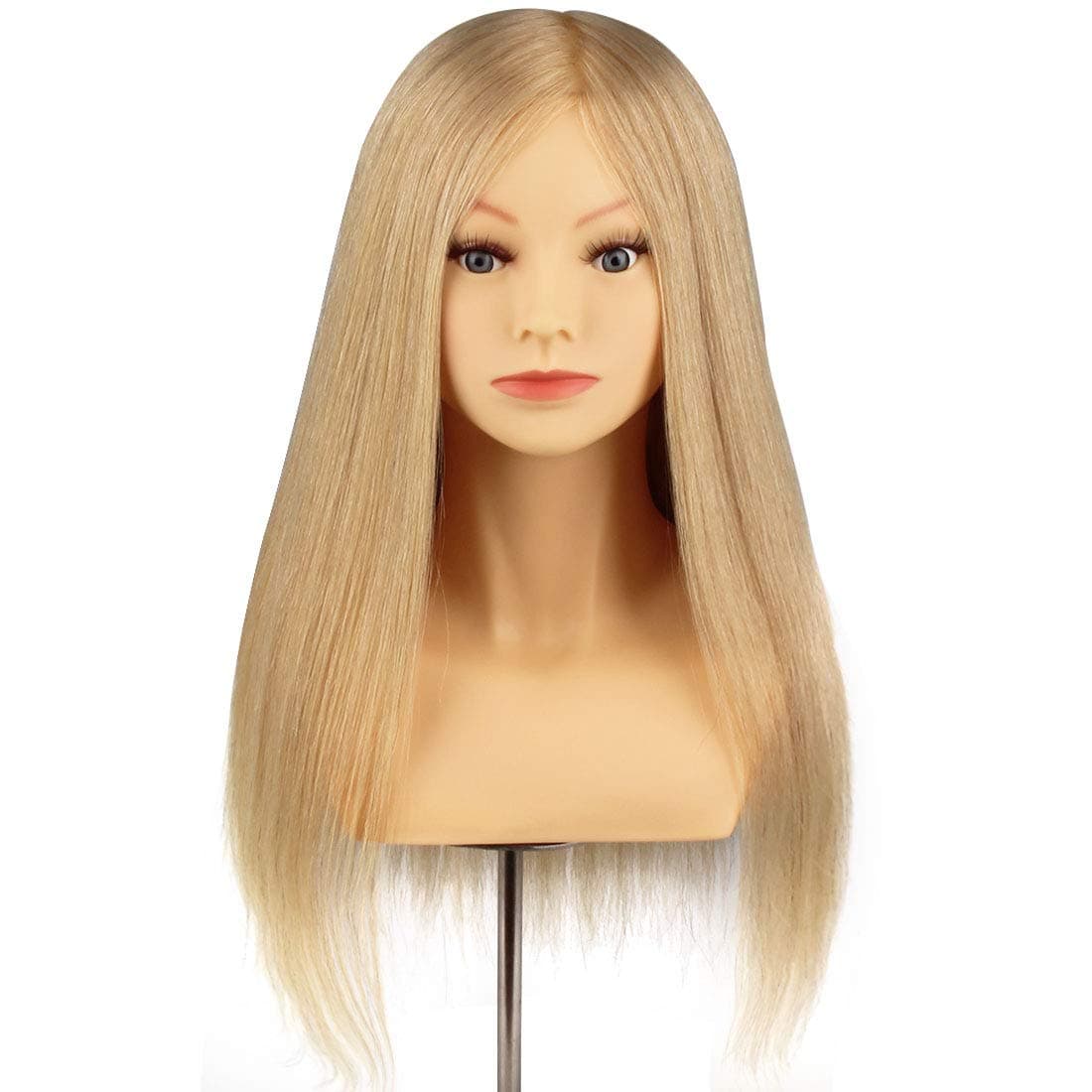 Blonde Mannequin Head with Shoulder 100 Real Human Hair Hairdresser Training Head Manikin Cosmetology Doll Head Hair Styling Competition Supplier 1618 inch Blonde