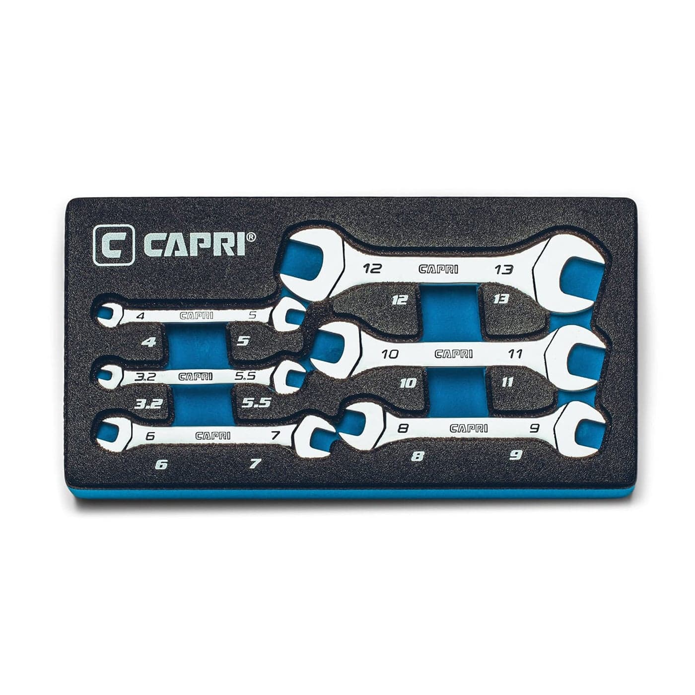 Capri Tools Slim Mini Open End Wrench Set Metric 32 to 13 mm 6Piece