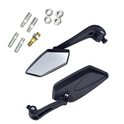 Foelony 2 PCS Motorcycle Rear View Mirrors 360degree Adjustable Wide Angle Rear View Mirror with Installation Bolts Universal for Motorcycle Dirt Bike Scooters Black