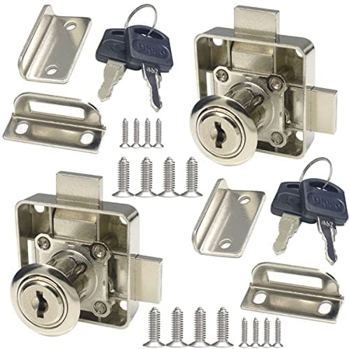 Double Door Cabinet Lock with Double Deadbolt Keyed Alike Left Side Mount Drilling Diameter 34 2 Pack