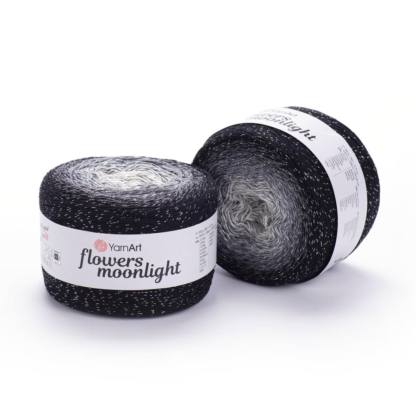 YarnArt Flowers Moonlight Gradient Cotton Acrylic Yarn with Metallic Lurex 917oz 250g 1093 Yards Shiny Multicolor Cake Yarn for Crochet Knitting Shawls DIY Projects 3253