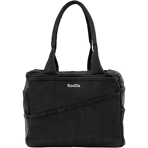 Soolla Studio Bag: Pottery Tool Bag & Craft Storage, Art Supply Organizer, Washable Tote, Knitting Yarn Carrier, Crochet Projects, 30 Pockets, 20+ Canvas Colors, Gift For Artists & Teachers (Blackout)