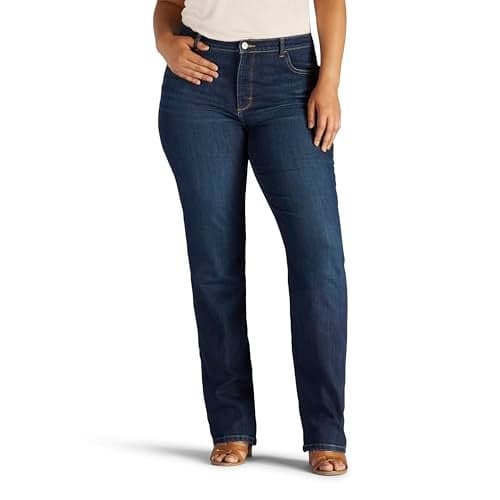 Lee Women's Plus Size Instantly Slims Classic Relaxed Fit Monroe Straight Leg Jean, Ellis, 20 Plus