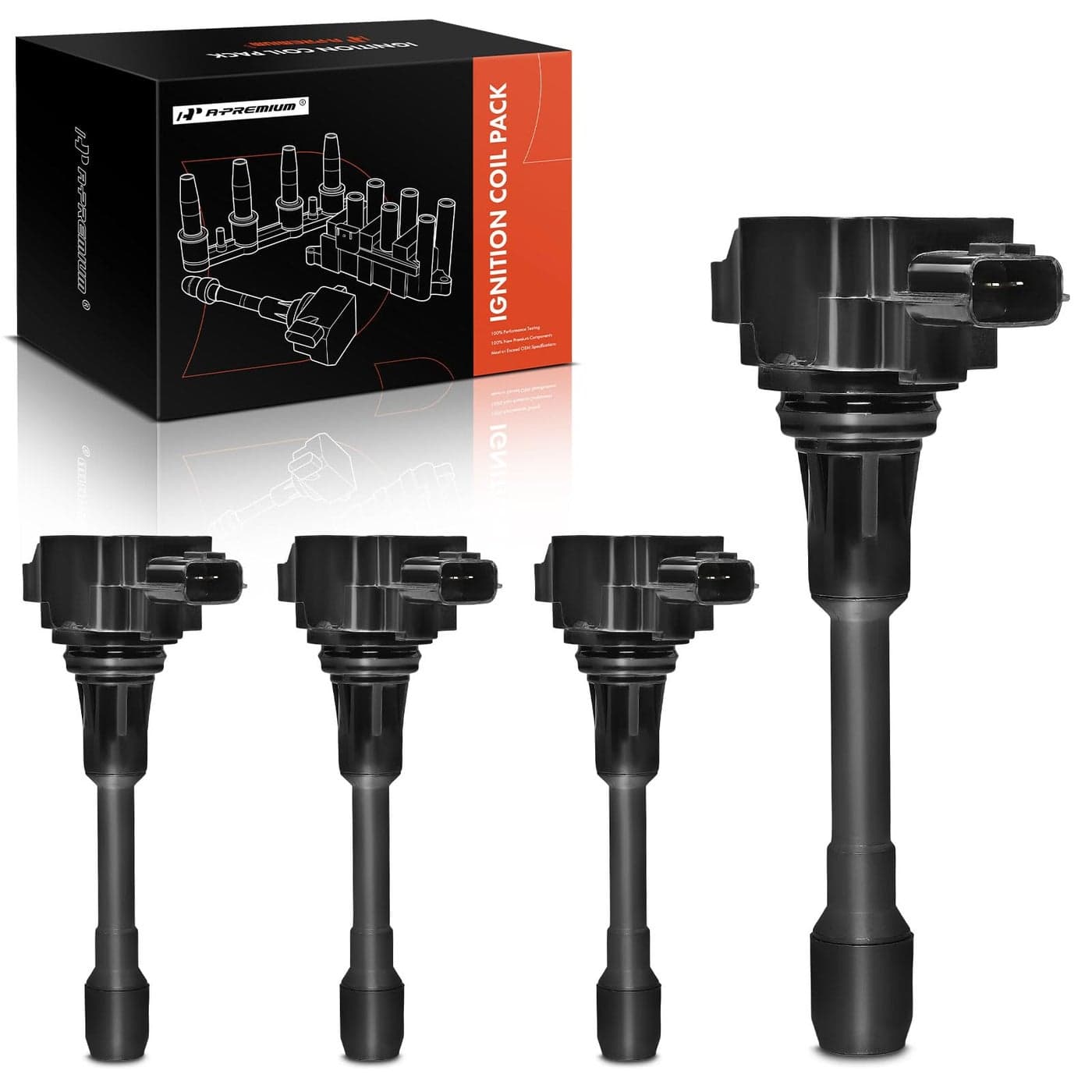 APremium Engine Ignition Coil Packs Compatible with Nissan Altima Rogue Sentra Tiida Versa XTrail FX50 M56 4PC Set