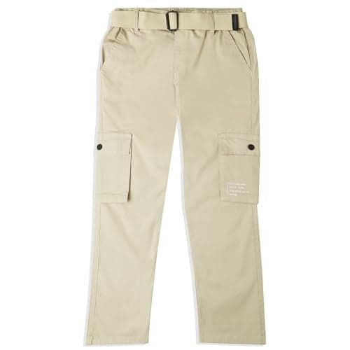 CAVIO Boys Cotton Solid Cargo Trouser Cream