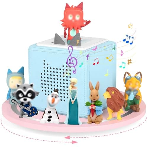 RZYLKA 360 Round Turntable for Tonies Box 12 Organizer Storage Shelf Magnetic Stand Holder for Toniebox Player Tonies Figures Display Collection 1015 Tonie Box Characters Pink