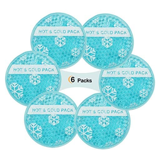 OLESILK Small Hot Cold 6 Packs Reusable Round Gel Beads Ice Pack with Cloth Backing Hot and Cold Therapy for Breastfeed Injury Kids Pain Relief Headache Tired Eyes Wisdom Teeth Sinus Relief
