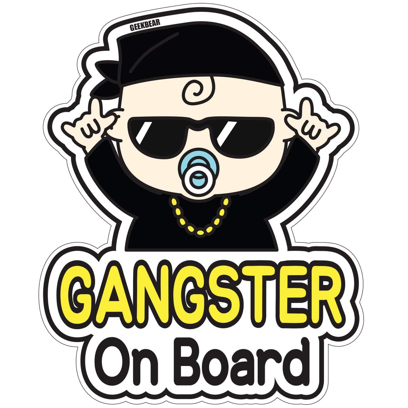 GEEKBEAR Baby on Board Car Sticker Character Design Reflective WeatherResistant 27 Hiphop Baby