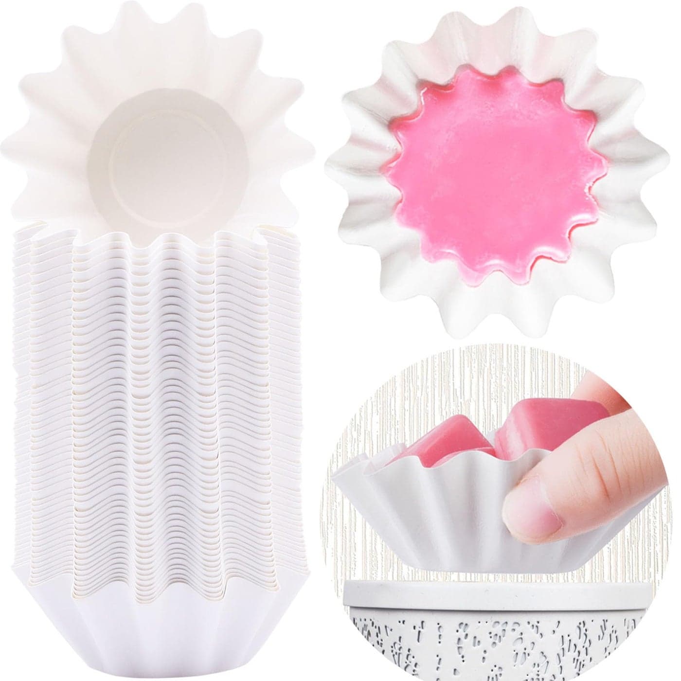 FANDOL Wax Melt Warmer Liners Reusable Leakproof Candle Warmer Liners Wax Tray for Scented WaxElectric Wax Warmers Plug in Warmers Candle WarmerWax Melter and Wax Burner White 50PCS