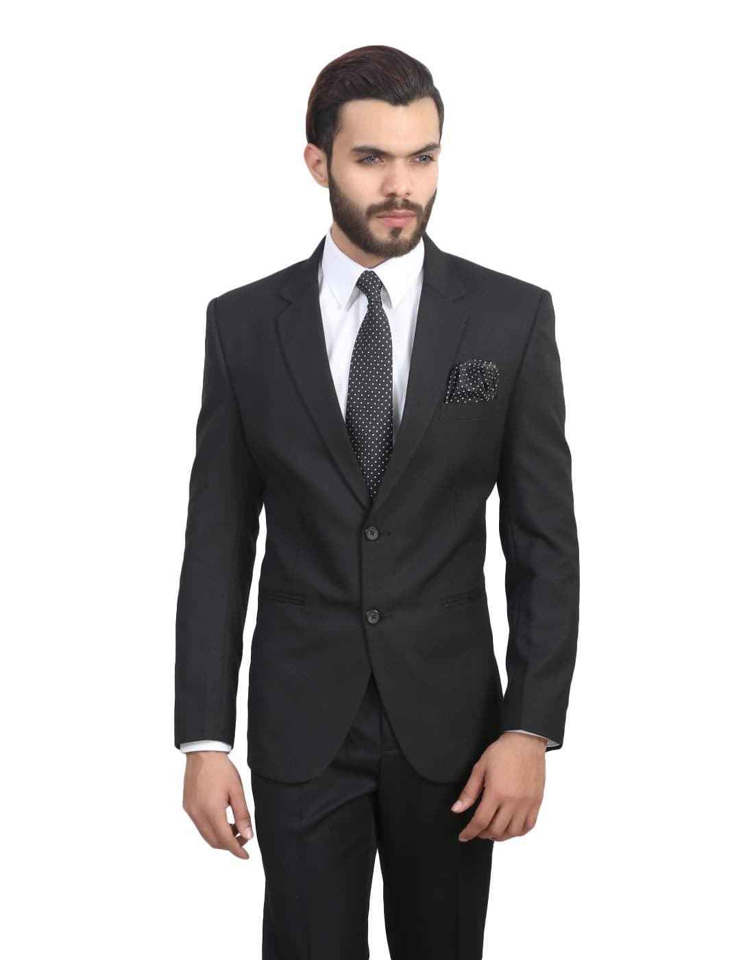 MANQ Men's Slim Fit Single Breasted Blazer (SB-BLACK--42_Black_42)