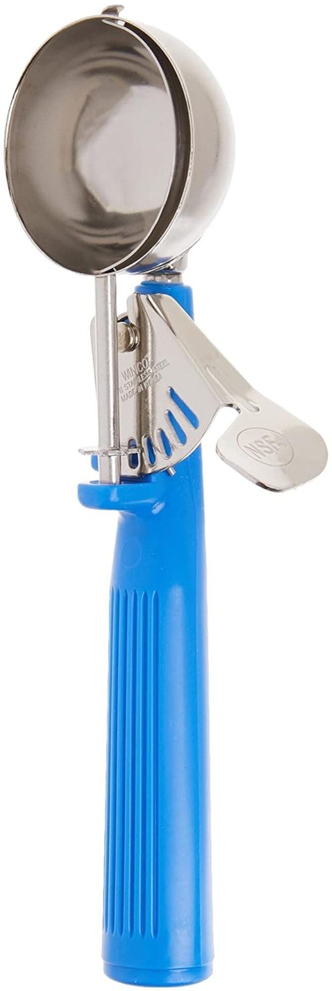 Winco ICOP16 Ice Cream Disher with Blue Handle Size 16 Stainless Steel