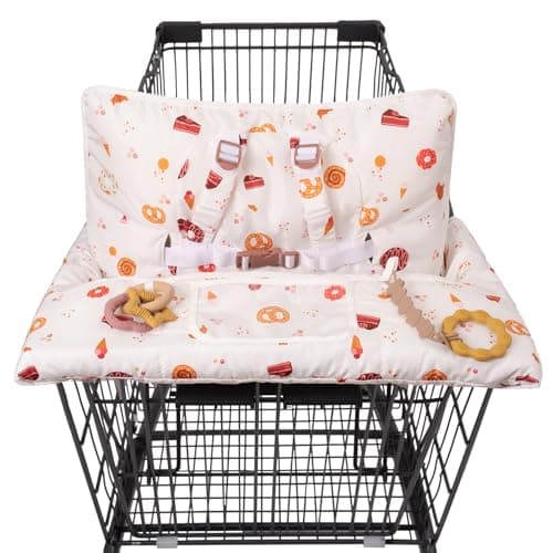 Shopping Cart Cover for Baby 2 in 1 High Chair Covers for Restaurant Comfortable Grocery Cart Seat Covers for Infant Toddler Universal Suitable for Most Shopping Carts Machine Washable Dessert