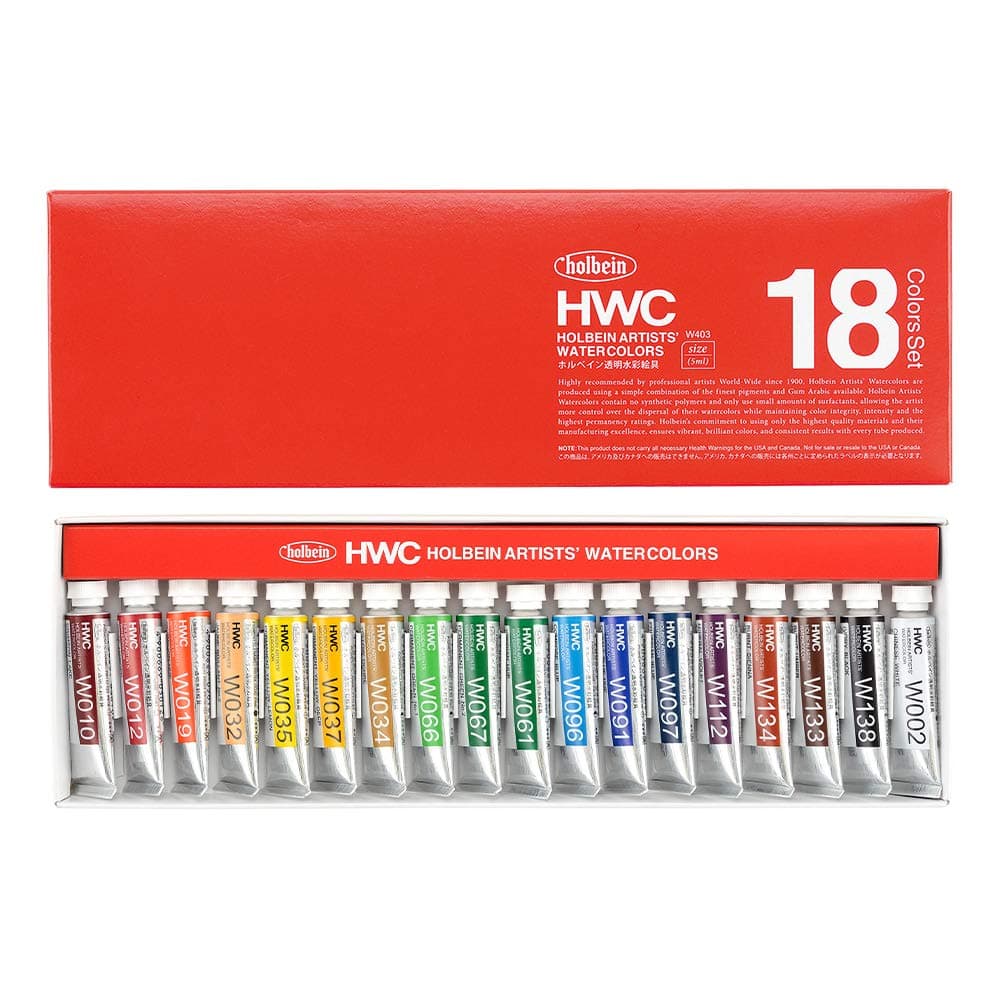 Holbein Artists Watercolors Set of 18 5ml Tubes W403