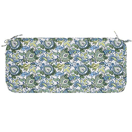 Magpie Fabrics Patio Bench Cushion Cover 48x18x3 Inch, NO Insert! Water Resistant UV Protection Outdoor Swing Loveseat Replacement Cover with Zipper, (Botanical Blue Green)