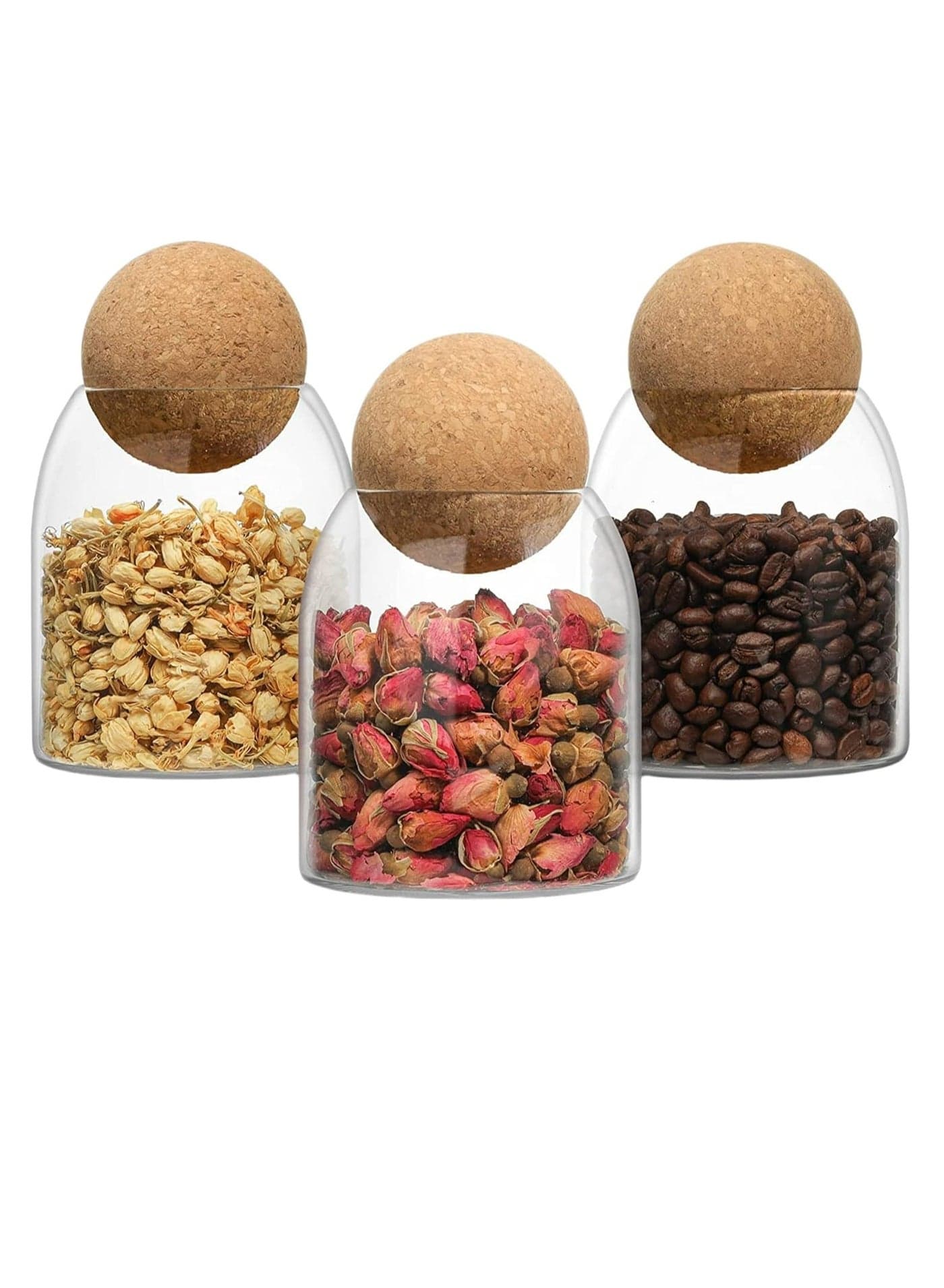 3 Pcs Cork Glass Jar Glass Bottle Sealed Jar Nut Storage Jar Container with Cork Ball Lid